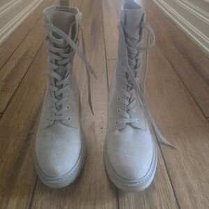 Sam Edelman Light Gray Lace-Up Boots
